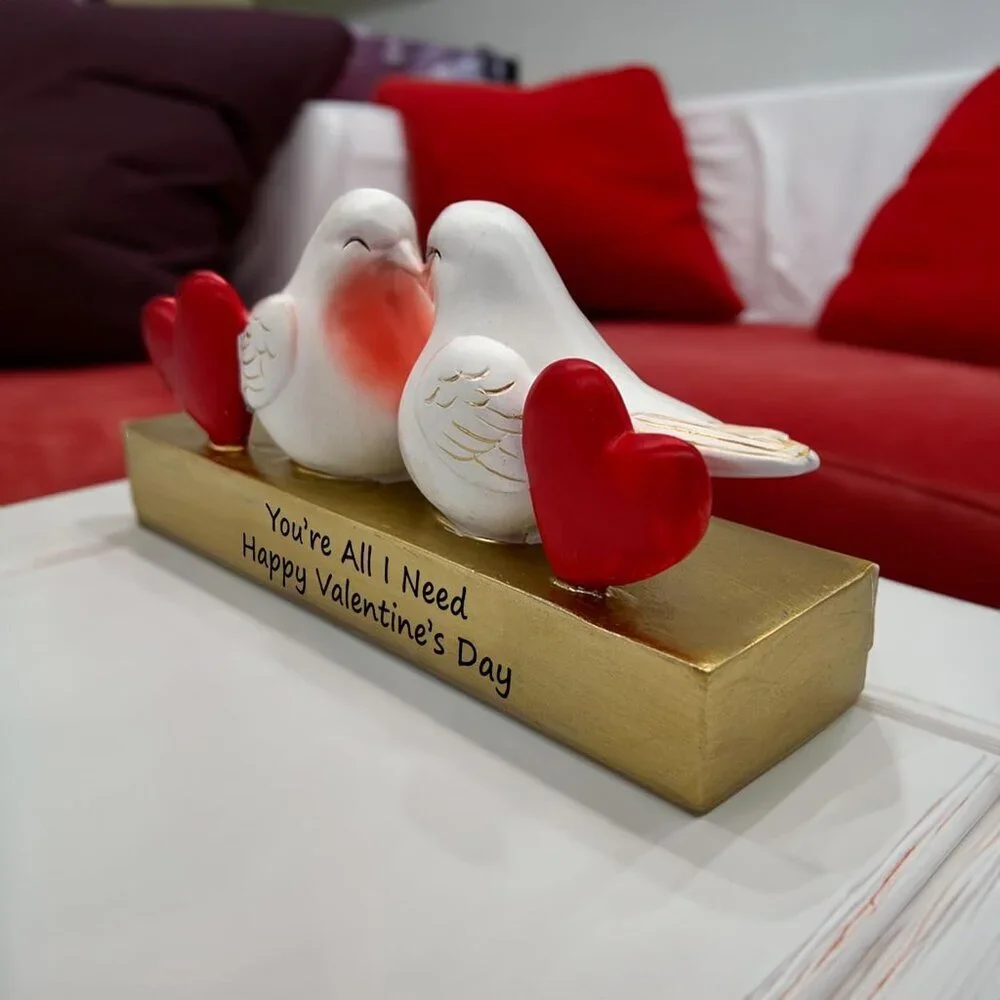 Love Birds Figurine Resin Art Decorative Statue for Home Décor Valentine's Day